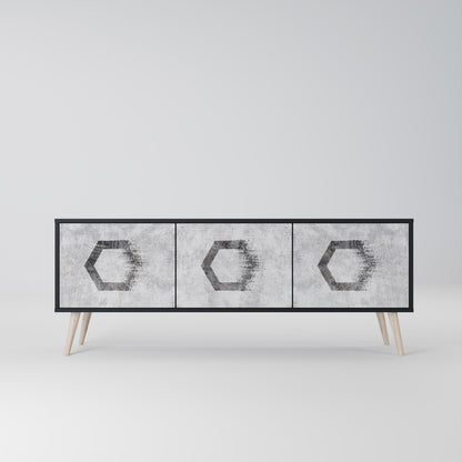 HEXAGONAL FIGURES 3-dörrars TV-bänk i svart finish