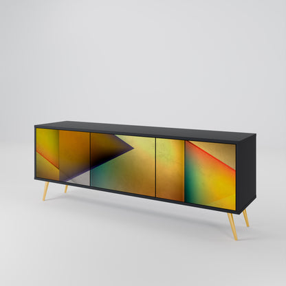 PIERCING SHARPNESS 3-Door TV Stand in Black Finish