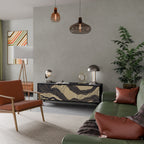 UNIFIED FRAGMENTS 3-Door TV Stand in Black Finish