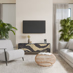 UNIFIED FRAGMENTS 3-Door TV Stand in Black Finish