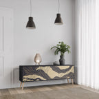 UNIFIED FRAGMENTS 3-Door TV Stand in Black Finish