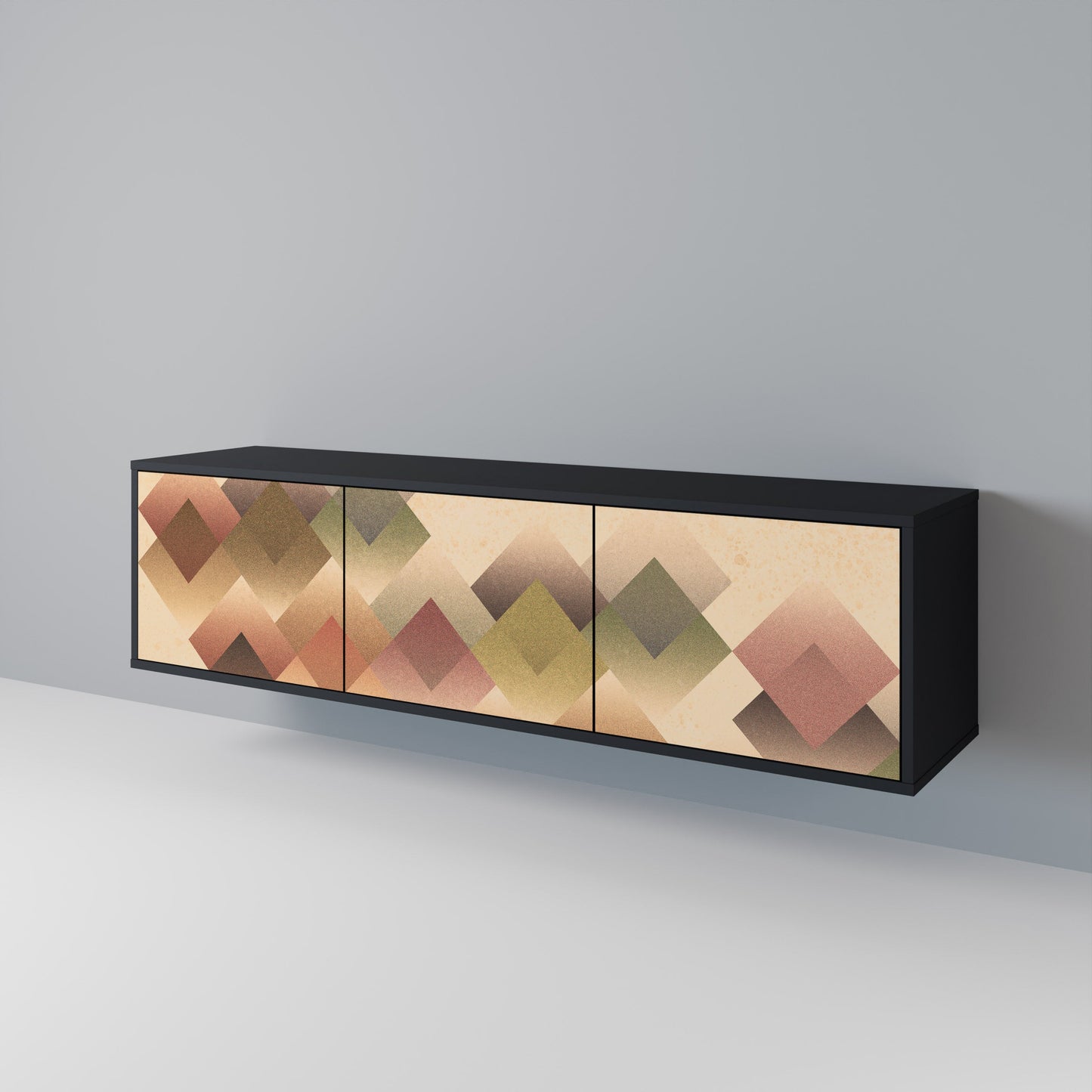 GEOMETRIC FUSION 3-dörrars TV-bänk i svart finish
