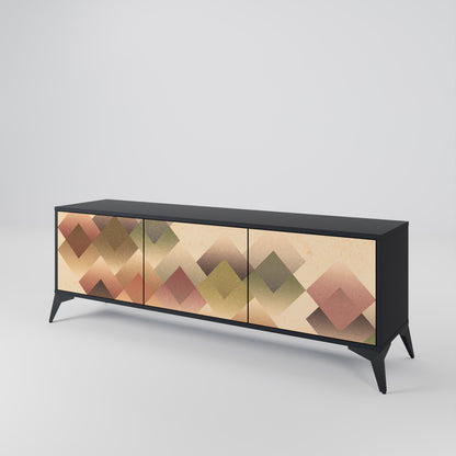 GEOMETRIC FUSION 3-dörrars TV-bänk i svart finish
