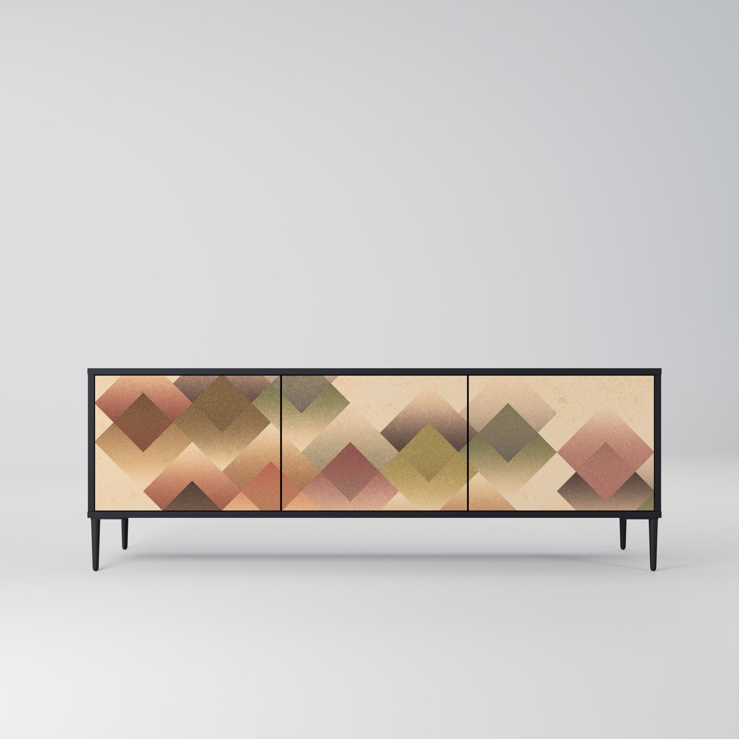 GEOMETRIC FUSION 3-dörrars TV-bänk i svart finish