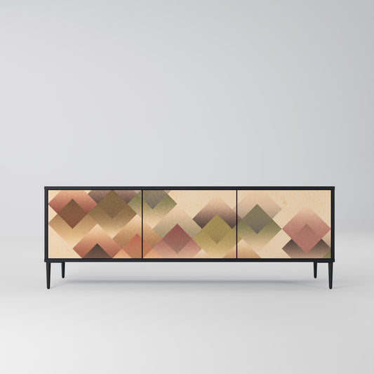 GEOMETRIC FUSION 3-dörrars TV-bänk i svart finish