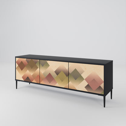 GEOMETRIC FUSION 3-dörrars TV-bänk i svart finish