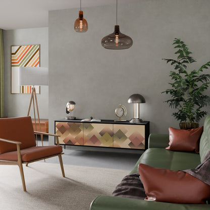 GEOMETRIC FUSION 3-dörrars TV-bänk i svart finish