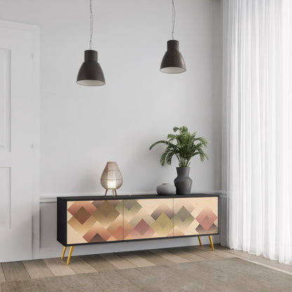 GEOMETRIC FUSION 3-dörrars TV-bänk i svart finish