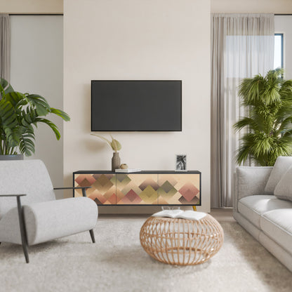 GEOMETRIC FUSION 3-dörrars TV-bänk i svart finish