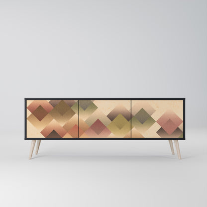 GEOMETRIC FUSION 3-dörrars TV-bänk i svart finish