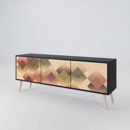 GEOMETRIC FUSION 3-dörrars TV-bänk i svart finish