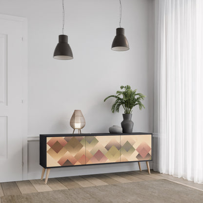 GEOMETRIC FUSION 3-dörrars TV-bänk i svart finish
