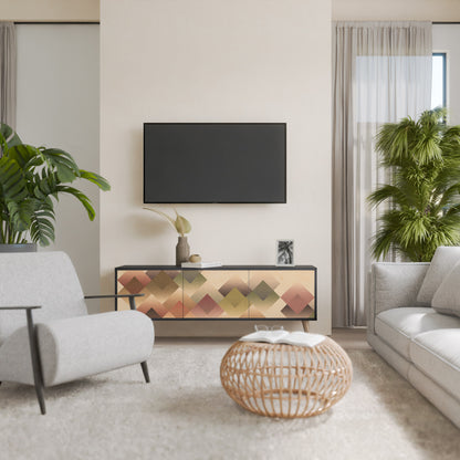 GEOMETRIC FUSION 3-dörrars TV-bänk i svart finish