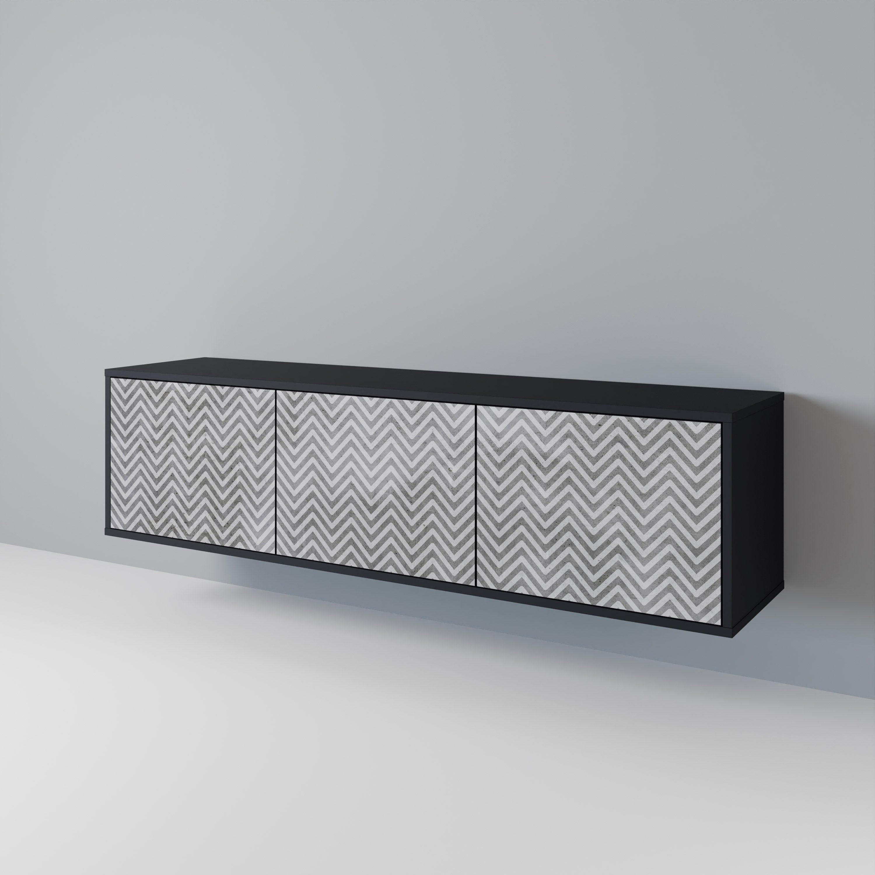 CONCRETE ZIG ZAG TV-bänk med 3 dörrar