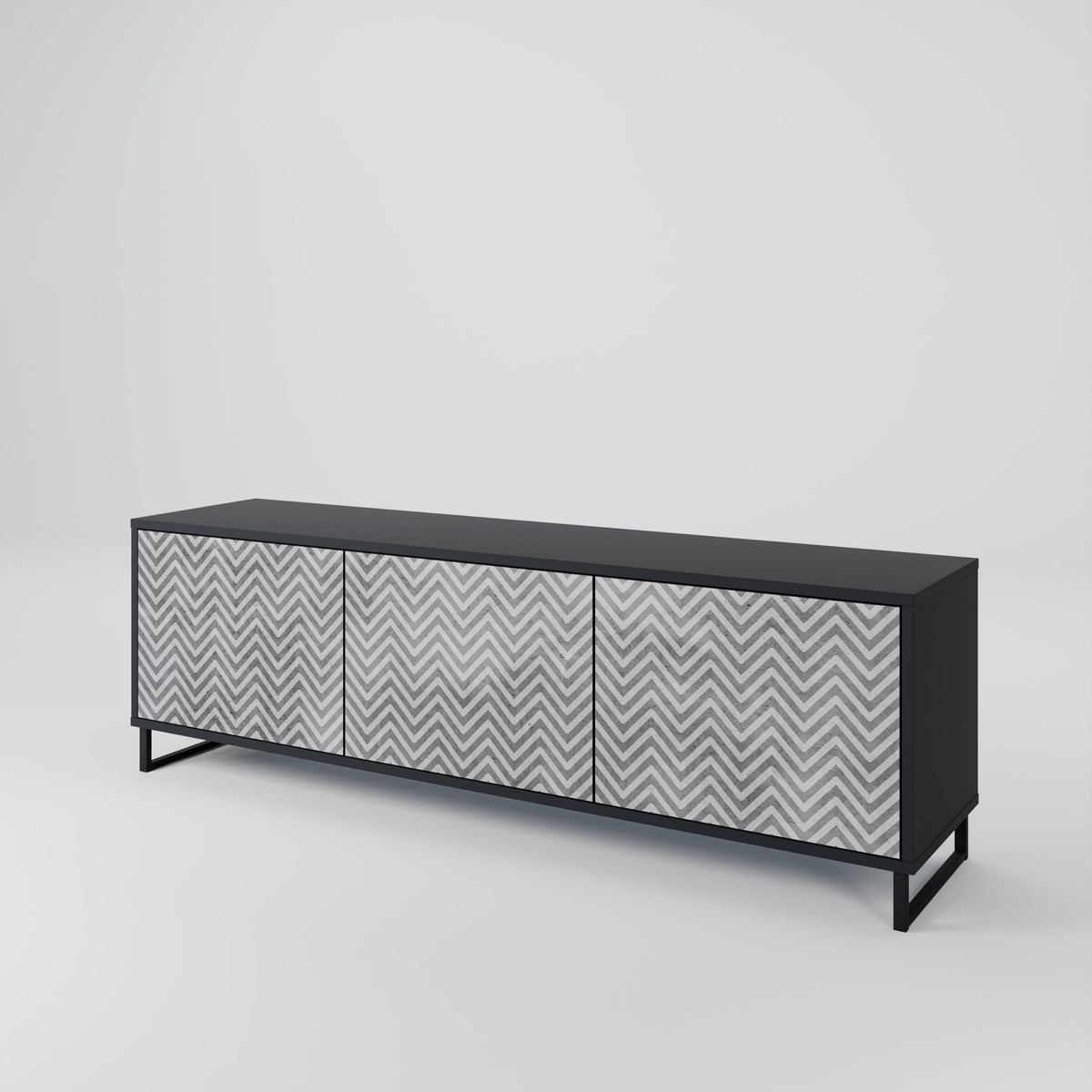 CONCRETE ZIG ZAG 3-Door TV Cabinet