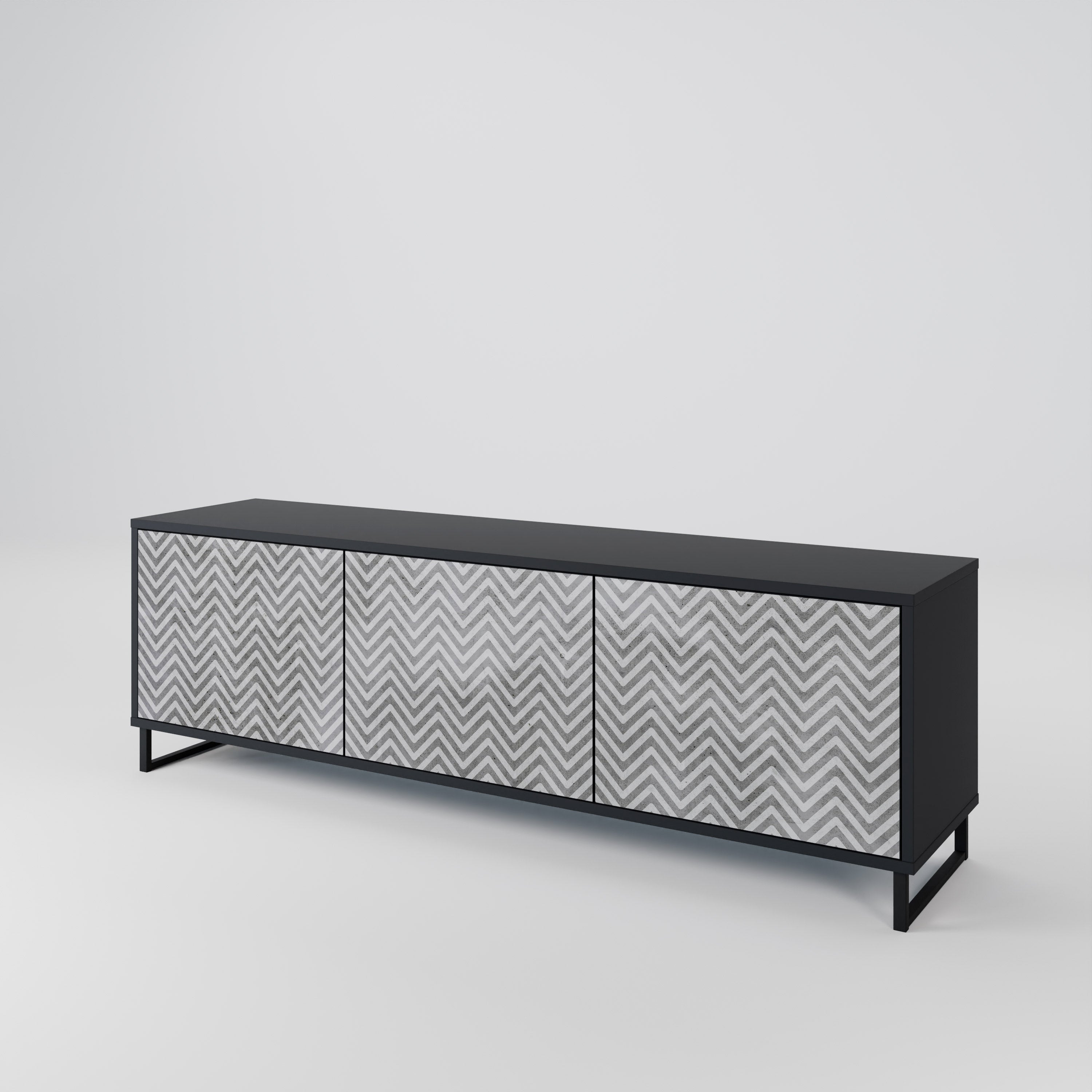 CONCRETE ZIG ZAG TV-bänk med 3 dörrar