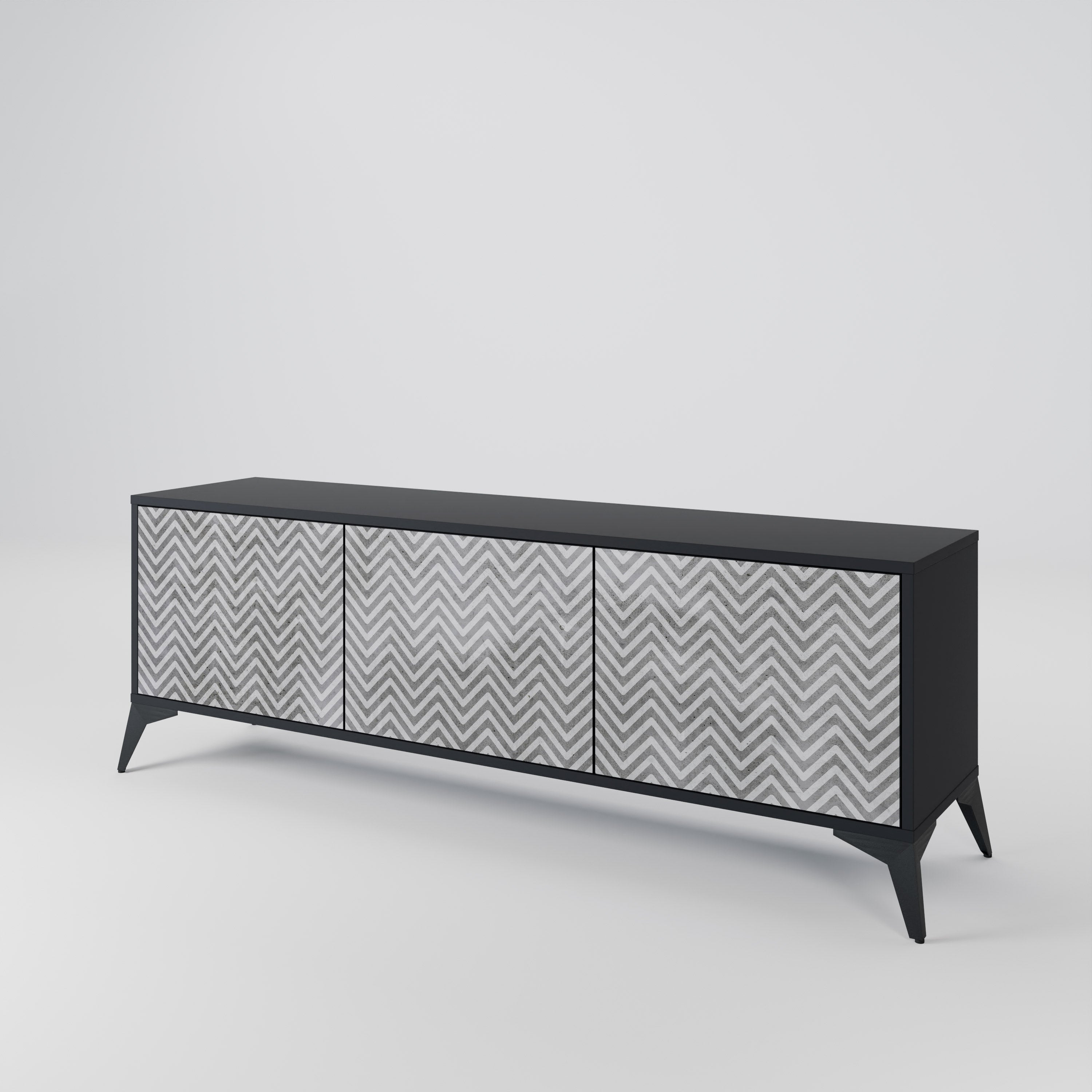 CONCRETE ZIG ZAG TV-bänk med 3 dörrar