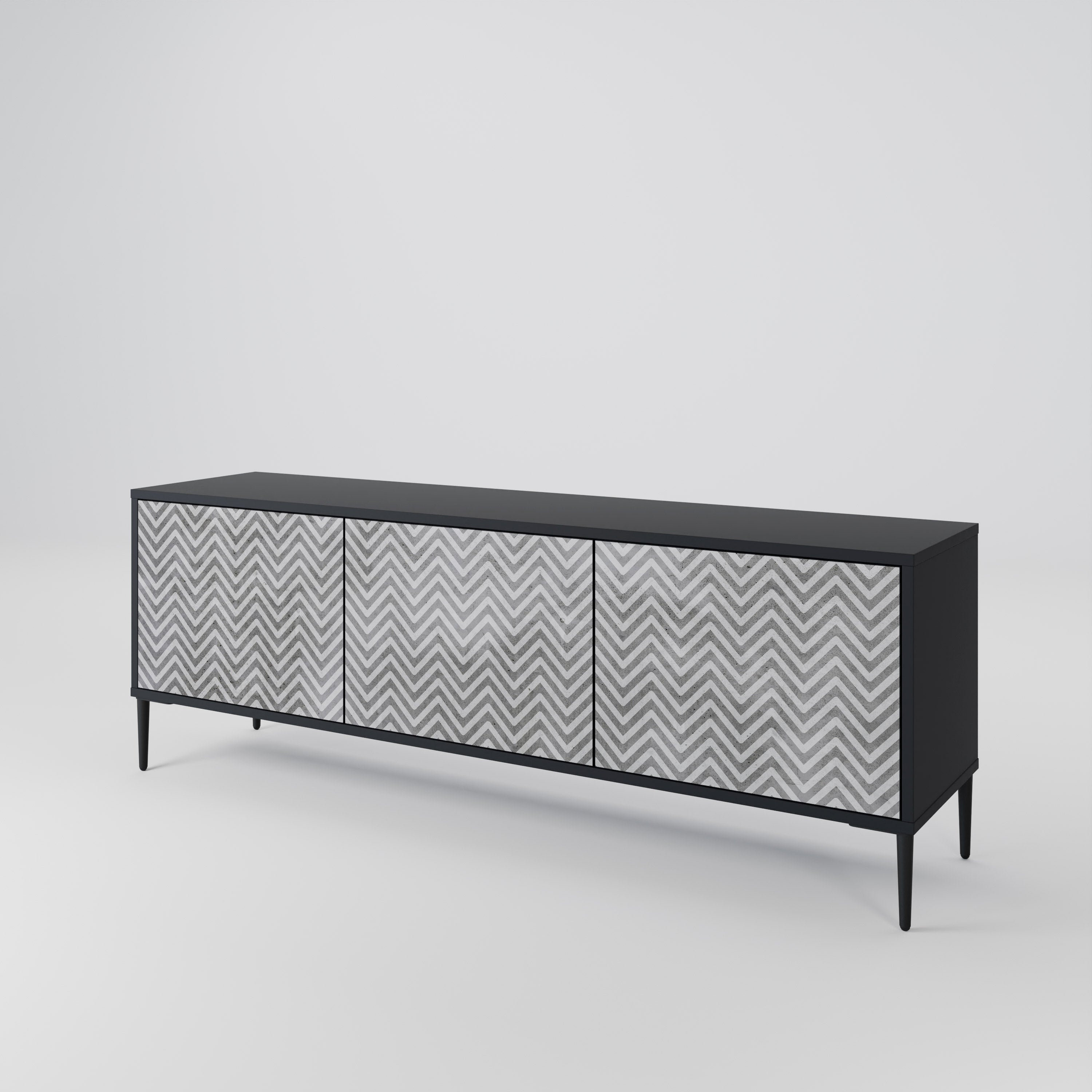 CONCRETE ZIG ZAG TV-bänk med 3 dörrar
