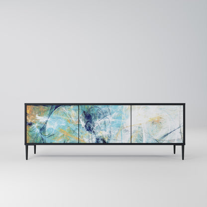 ABSTRACT THOUGHTS TV-bänk med 3 dörrar i svart finish
