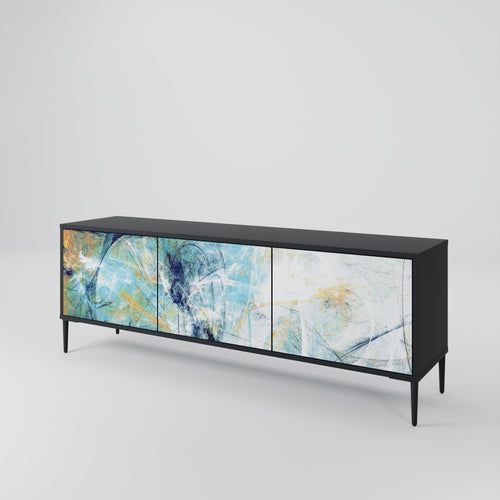 ABSTRACT THOUGHTS TV-bänk med 3 dörrar i svart finish