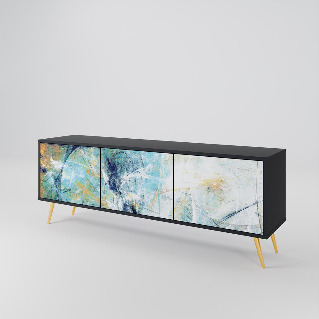 ABSTRACT THOUGHTS TV-bänk med 3 dörrar i svart finish