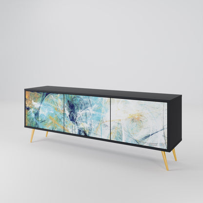 ABSTRACT THOUGHTS TV-bänk med 3 dörrar i svart finish