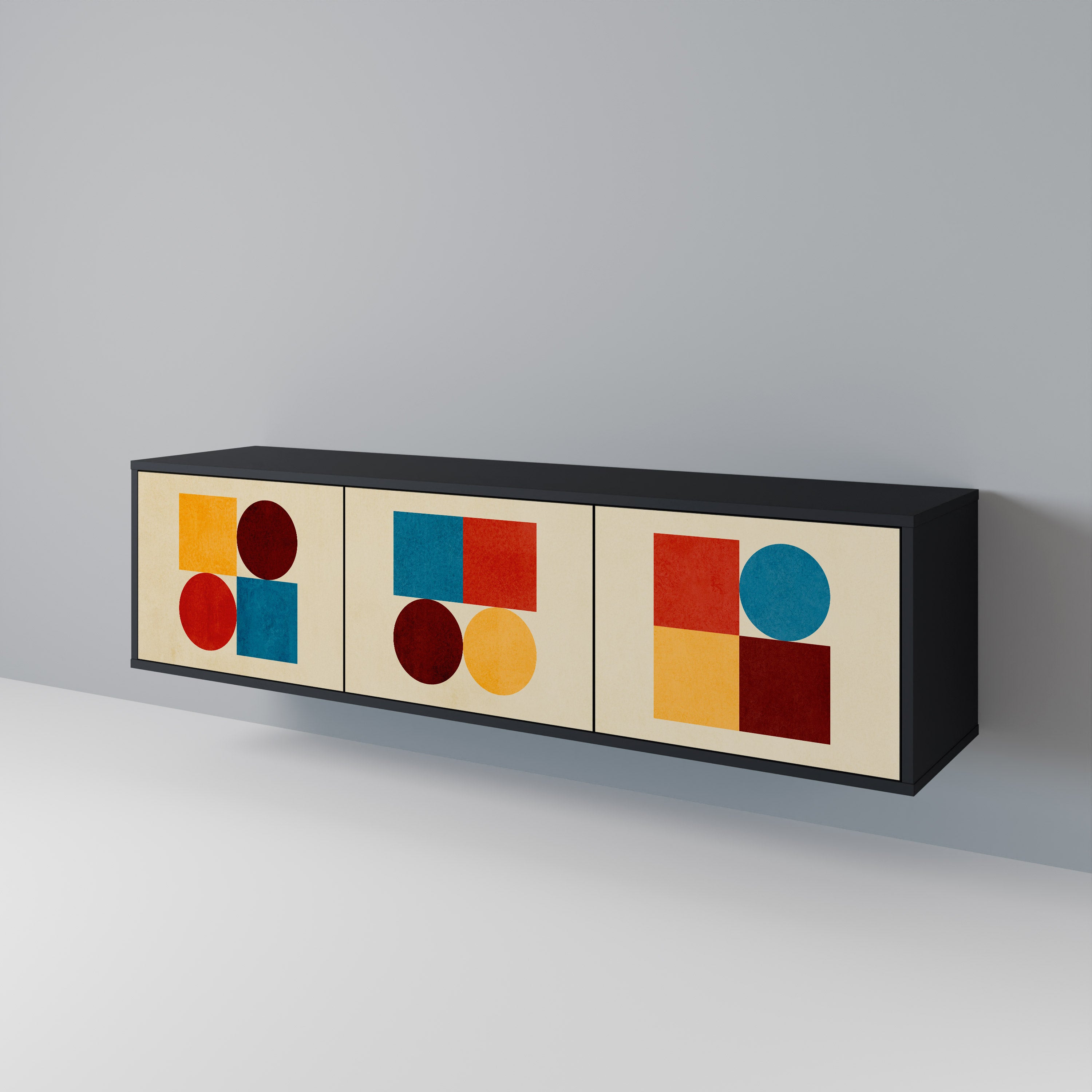 GEOMETRIC PUZZLE TV-bänk med 3 dörrar