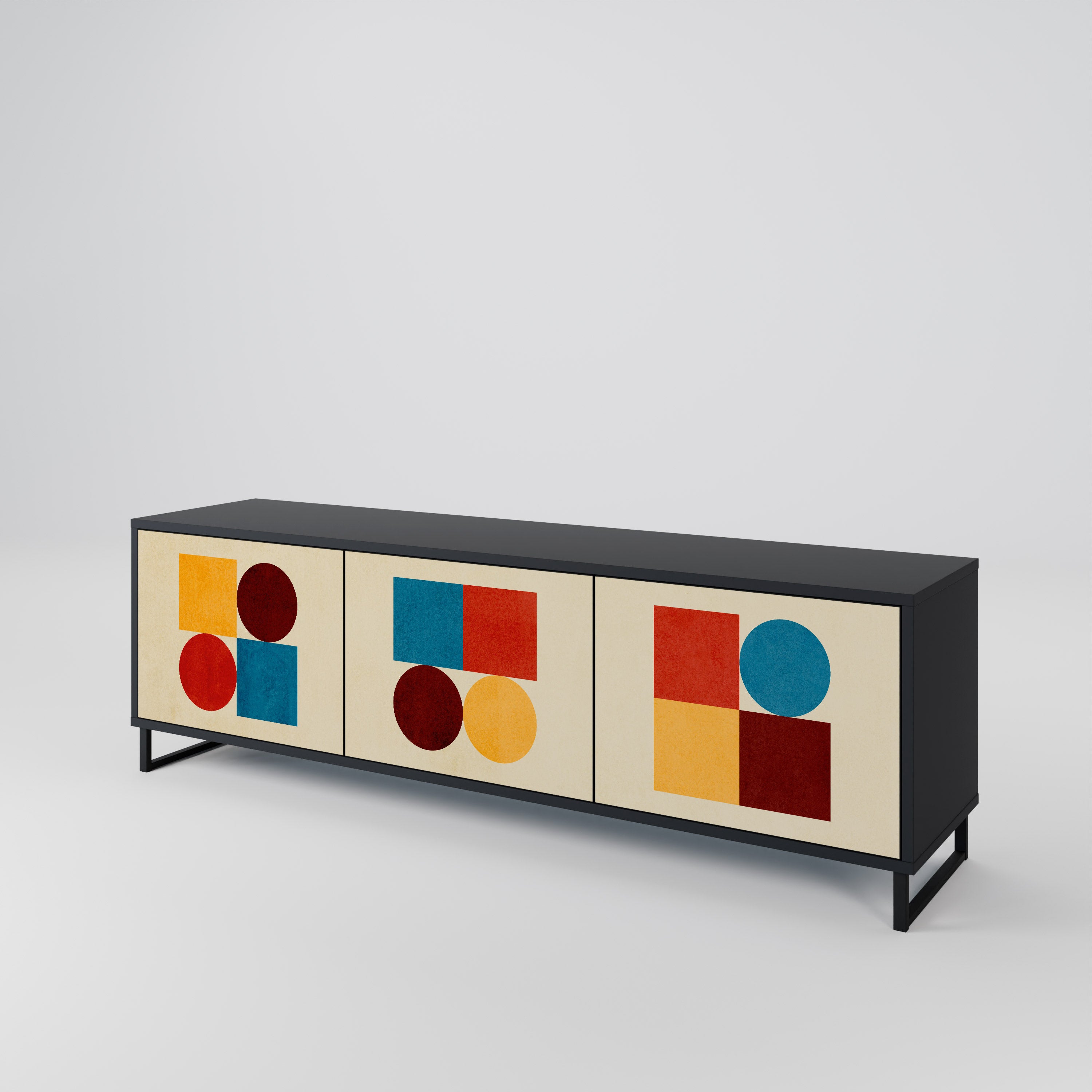 GEOMETRIC PUZZLE TV-bänk med 3 dörrar