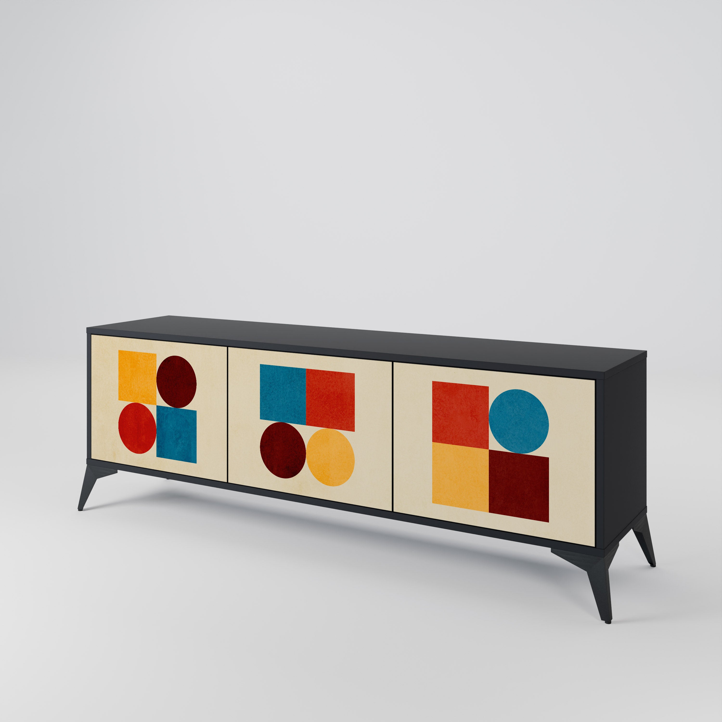 GEOMETRIC PUZZLE TV-bänk med 3 dörrar