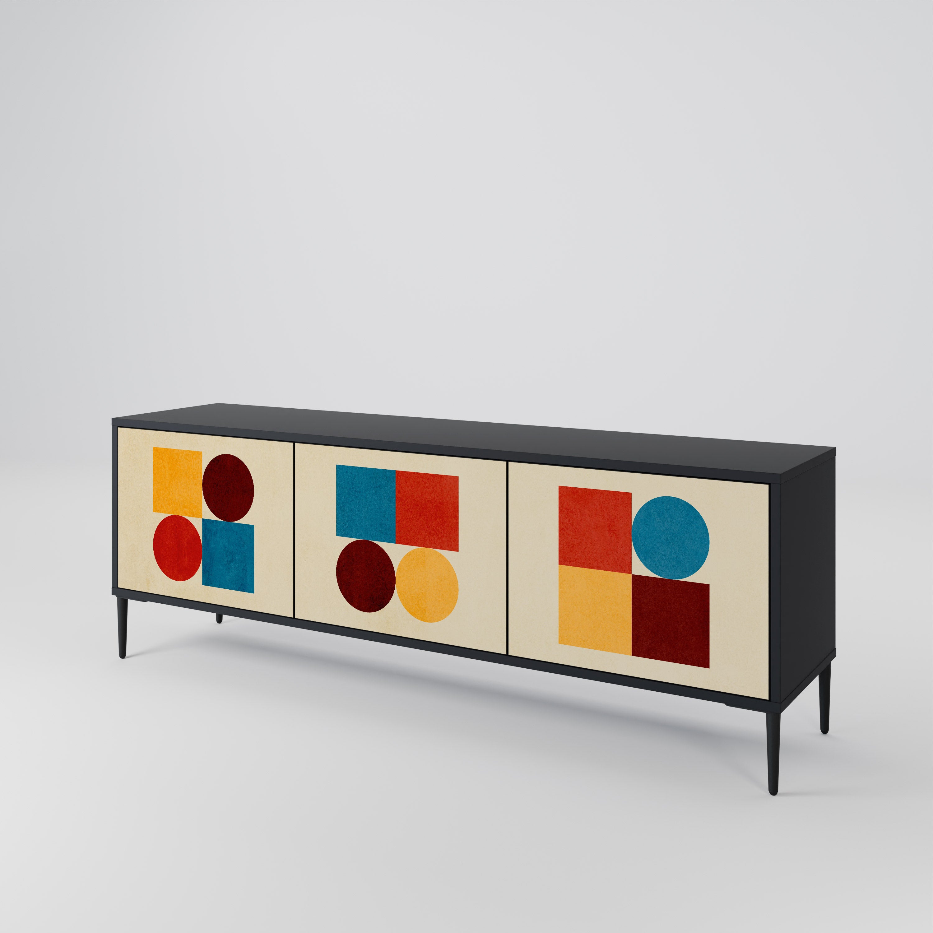 GEOMETRIC PUZZLE TV-bänk med 3 dörrar
