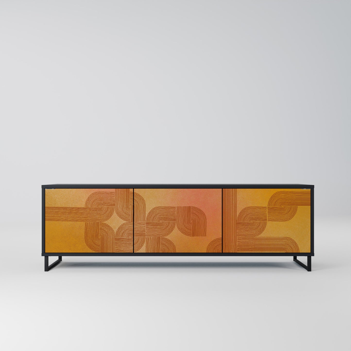 STRENGTHENING RELATION 3-Door TV Stand in Black Finish