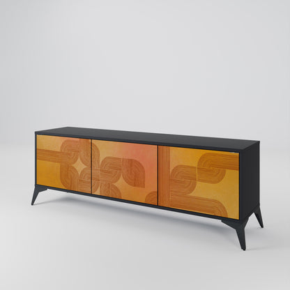 STRENGTHENING RELATION 3-Door TV Stand in Black Finish