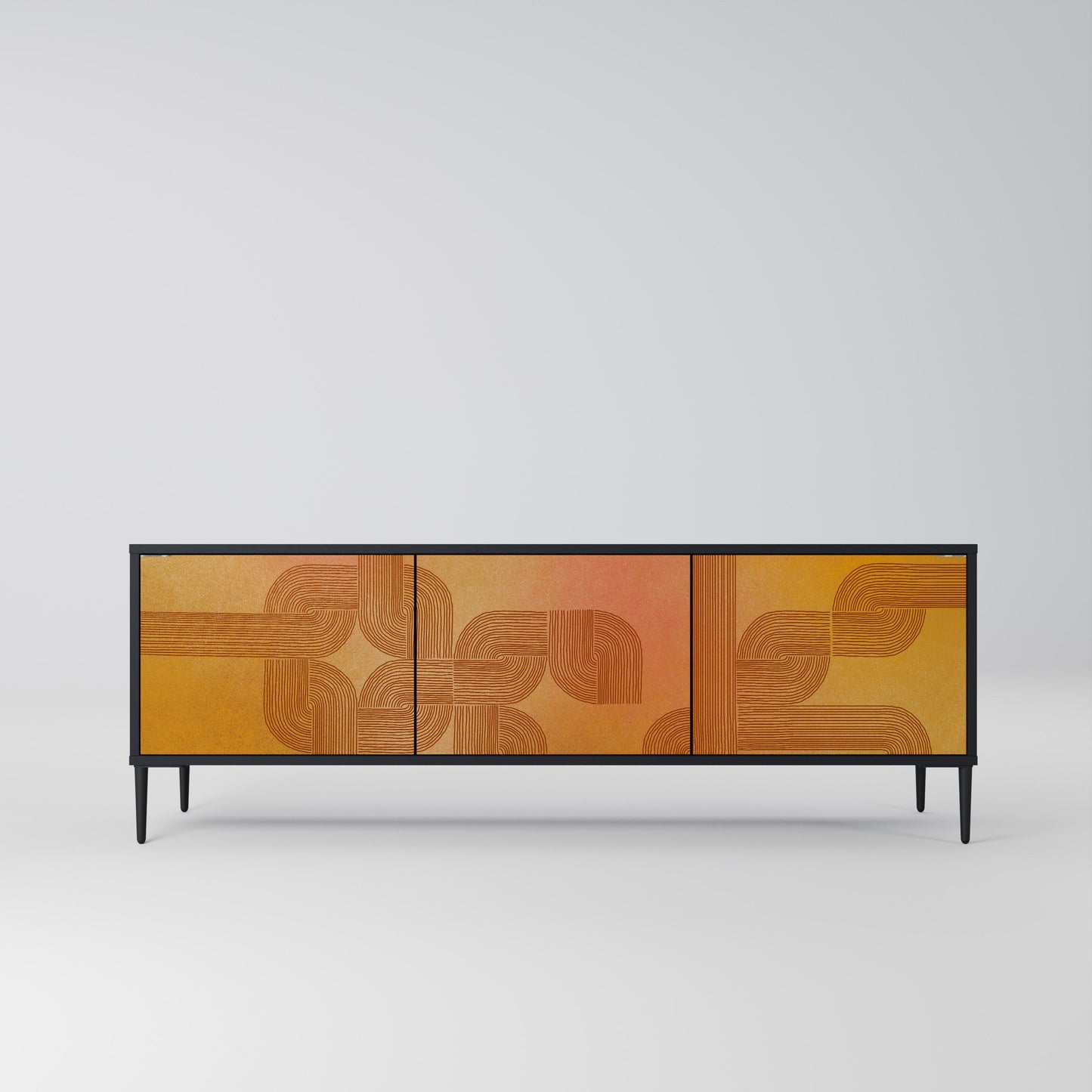 STRENGTHENING RELATION 3-Door TV Stand in Black Finish