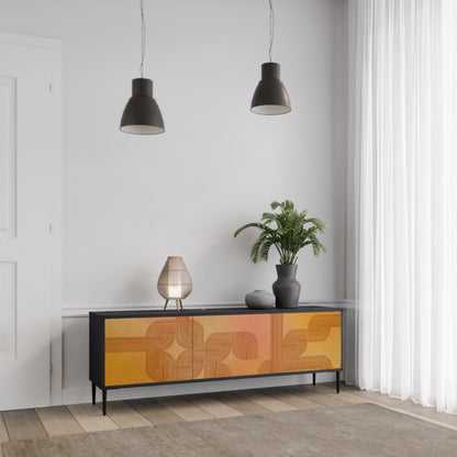 STRENGTHENING RELATION 3-Door TV Stand in Black Finish