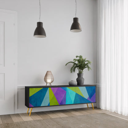 COLD SHOWCASE 3-Door TV Stand in Black Finish