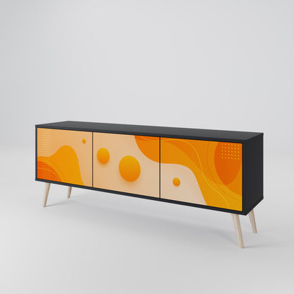 ORANGE ARRANGEMENT TV-bänk med 3 dörrar i svart finish