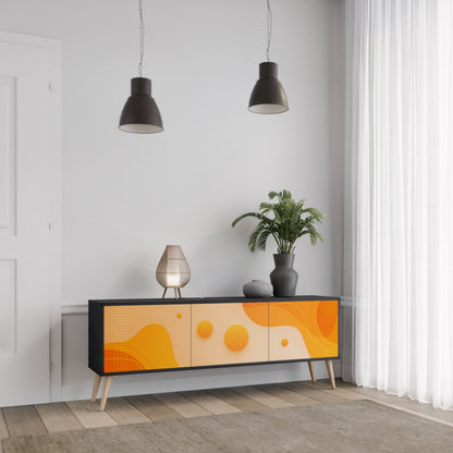 ORANGE ARRANGEMENT TV-bänk med 3 dörrar i svart finish
