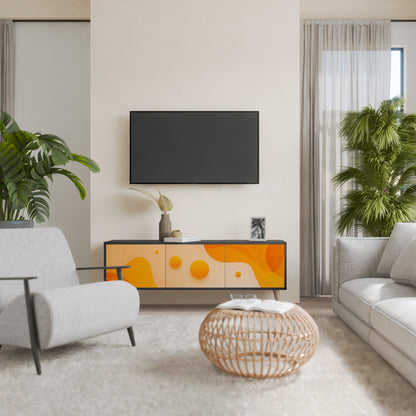 ORANGE ARRANGEMENT TV-bänk med 3 dörrar i svart finish