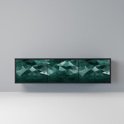 POLYGONAL SVÄVANDE TV-STÄB med 3 dörrar i svart finish