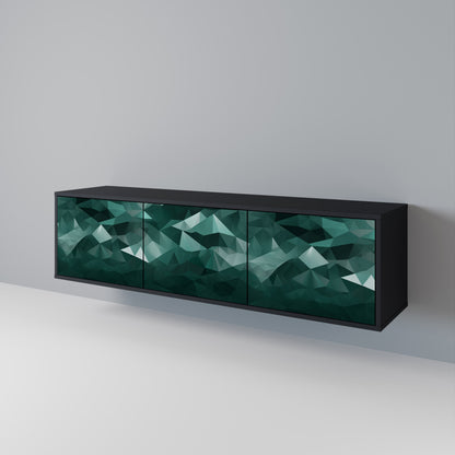 POLYGONAL SVÄVANDE TV-STÄB med 3 dörrar i svart finish