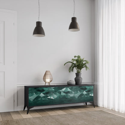 POLYGONAL SVÄVANDE TV-STÄB med 3 dörrar i svart finish