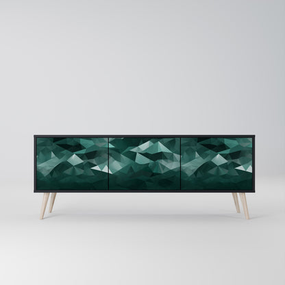 POLYGONAL SVÄVANDE TV-STÄB med 3 dörrar i svart finish