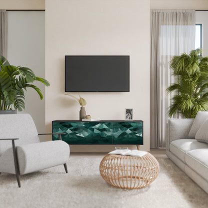 POLYGONAL SVÄVANDE TV-STÄB med 3 dörrar i svart finish