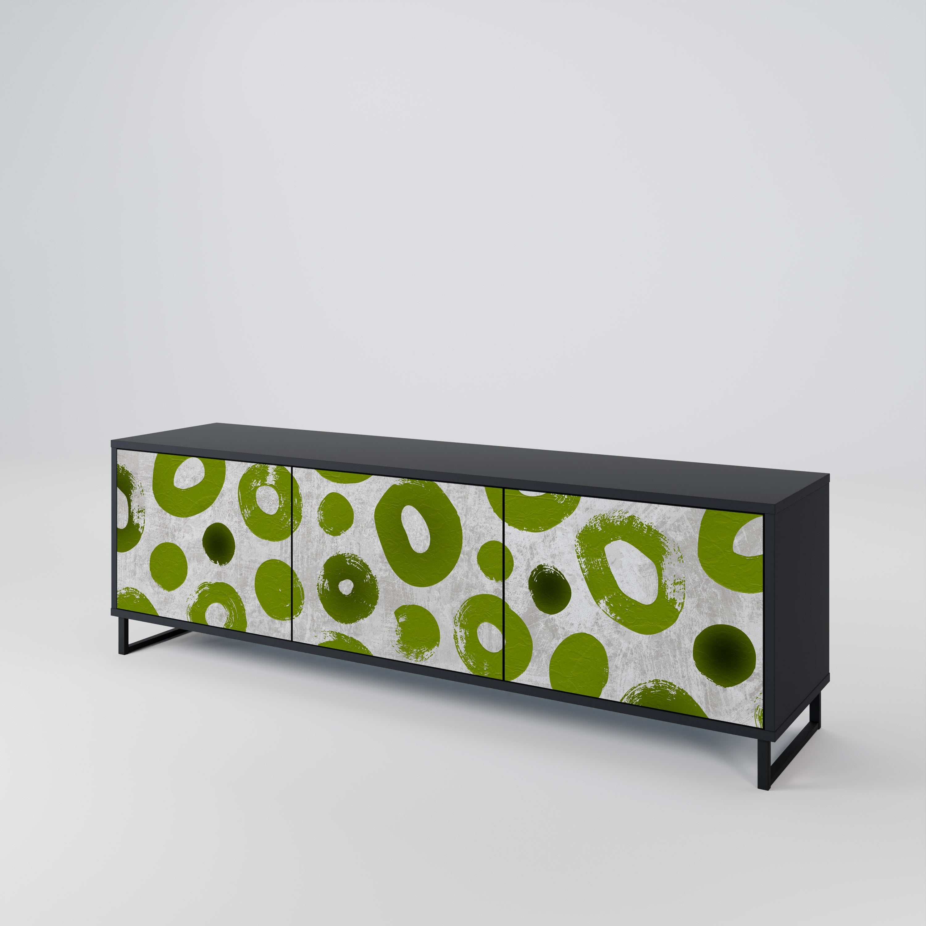 GREEN RHAPSODY TV-bänk med 3 dörrar i svart finish