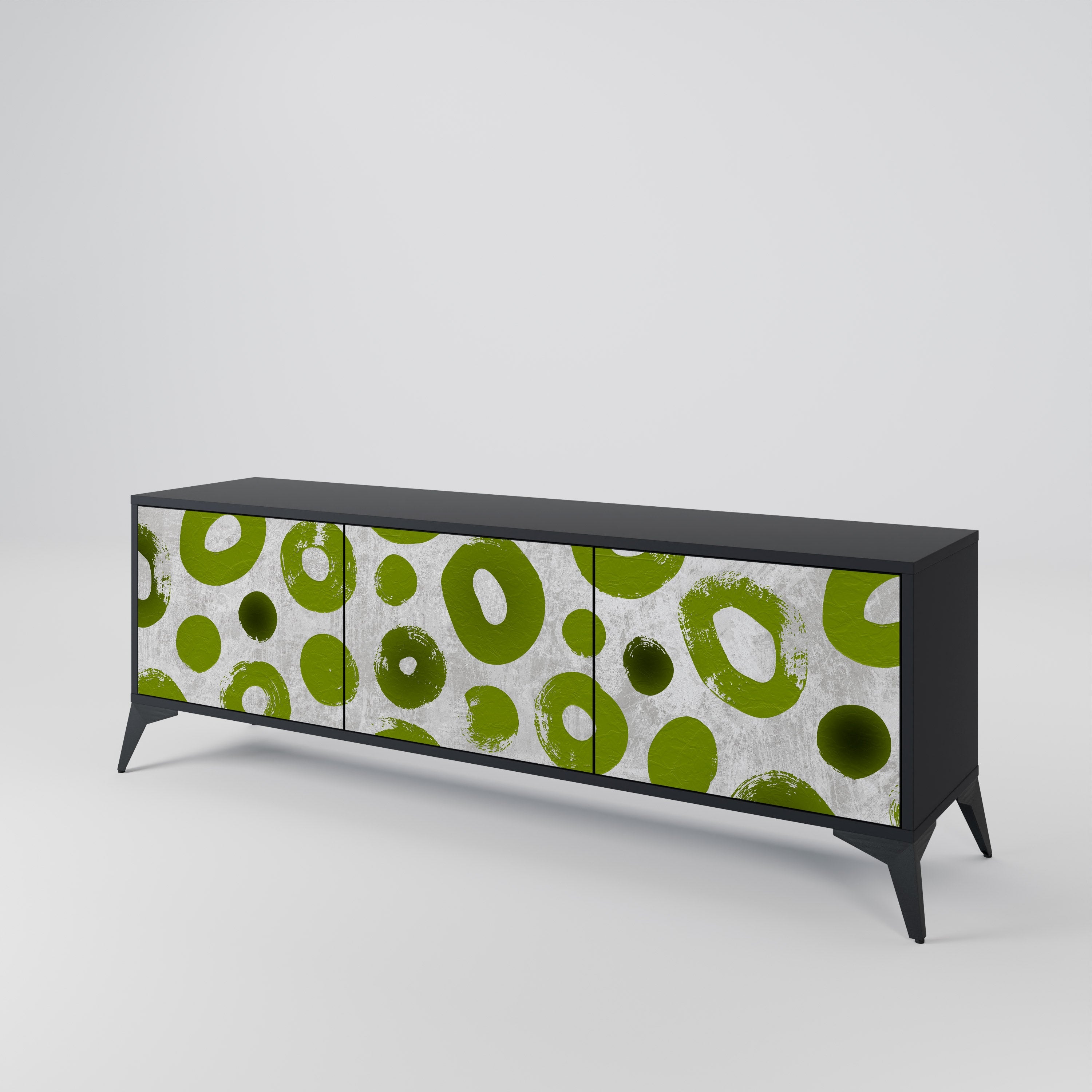 GREEN RHAPSODY TV-bänk med 3 dörrar i svart finish