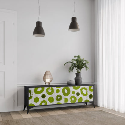 GREEN RHAPSODY TV-bänk med 3 dörrar i svart finish