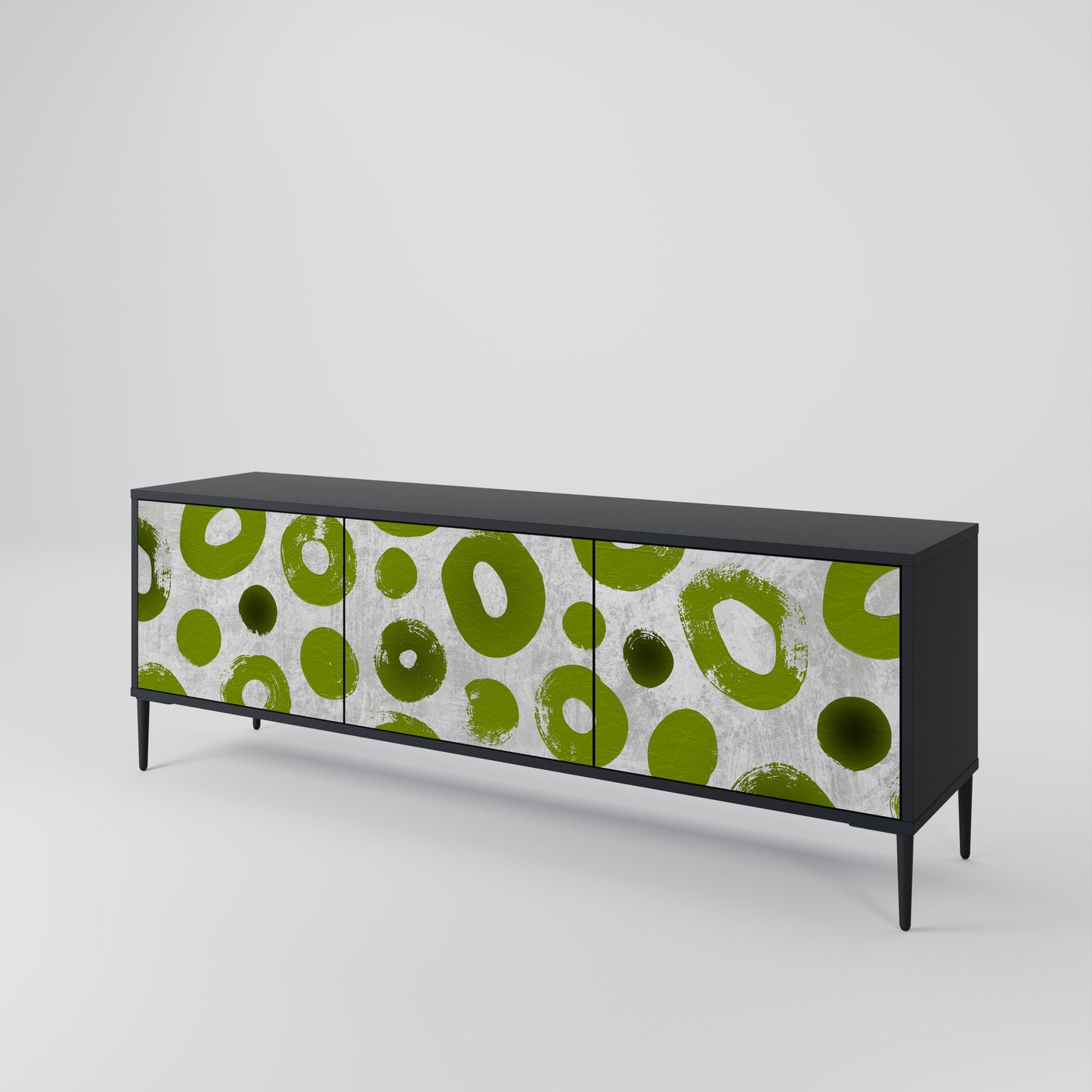 GREEN RHAPSODY TV-bänk med 3 dörrar i svart finish