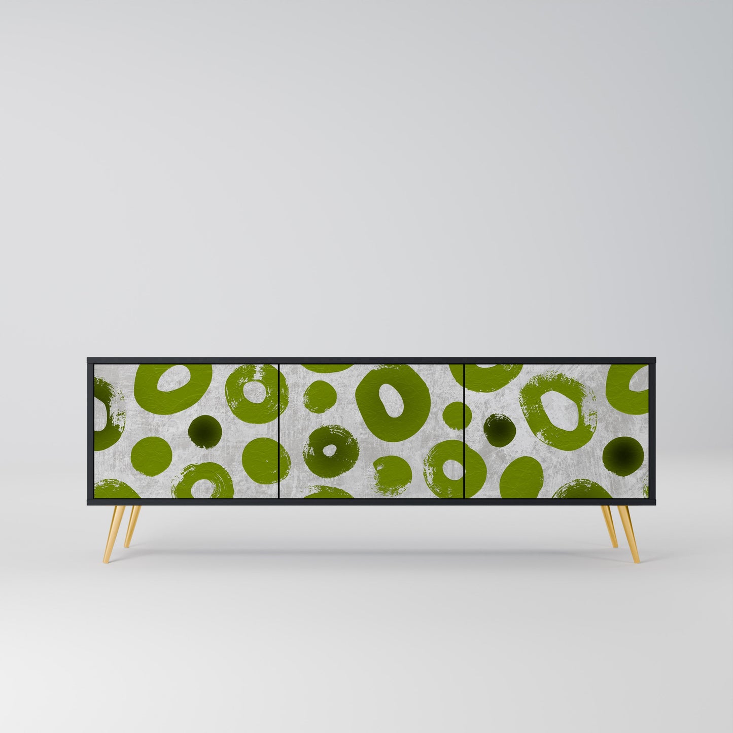 GREEN RHAPSODY TV-bänk med 3 dörrar i svart finish