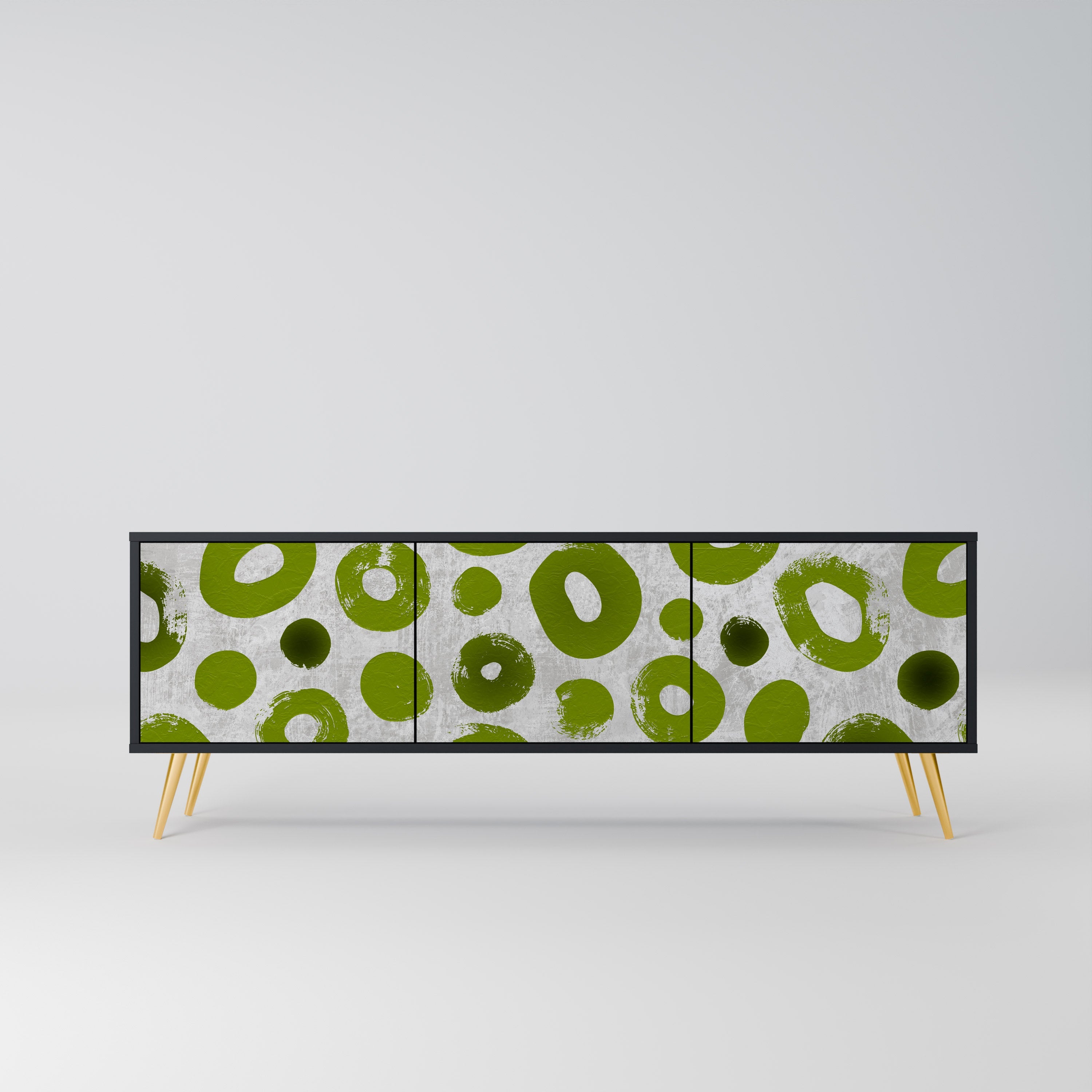GREEN RHAPSODY TV-bänk med 3 dörrar i svart finish