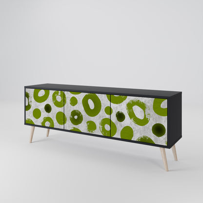 GREEN RHAPSODY TV-bänk med 3 dörrar i svart finish